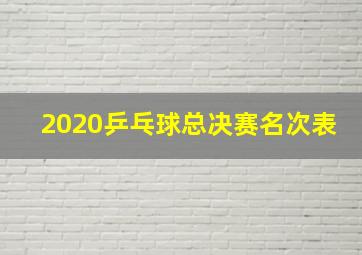 2020乒乓球总决赛名次表