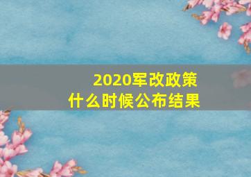 2020军改政策什么时候公布结果