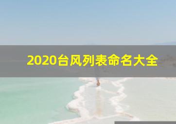 2020台风列表命名大全