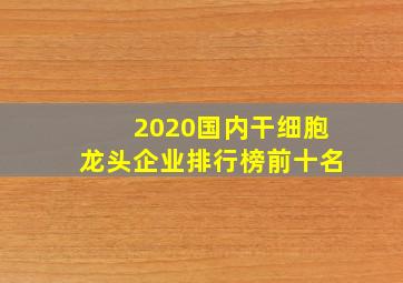 2020国内干细胞龙头企业排行榜前十名