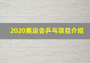 2020奥运会乒乓项目介绍