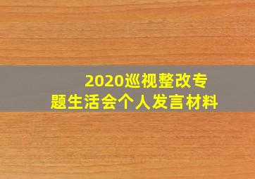 2020巡视整改专题生活会个人发言材料