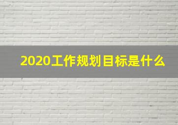 2020工作规划目标是什么