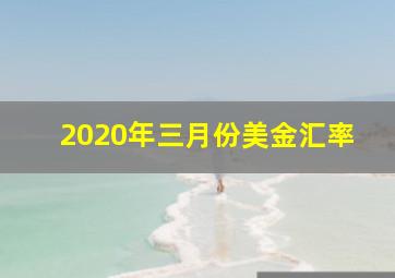 2020年三月份美金汇率