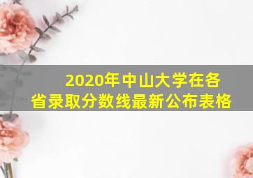 2020年中山大学在各省录取分数线最新公布表格