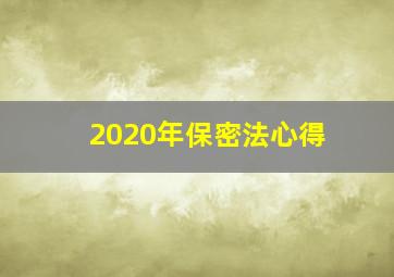 2020年保密法心得