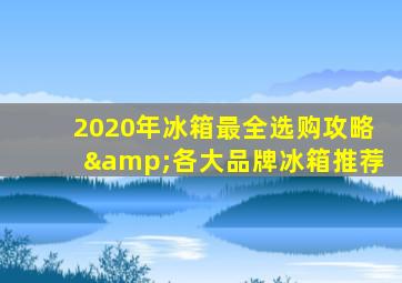 2020年冰箱最全选购攻略&各大品牌冰箱推荐