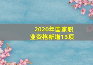 2020年国家职业资格新增13项