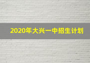 2020年大兴一中招生计划