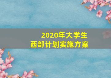 2020年大学生西部计划实施方案