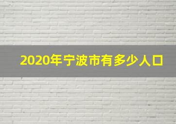 2020年宁波市有多少人口