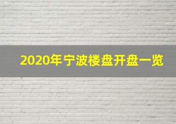 2020年宁波楼盘开盘一览