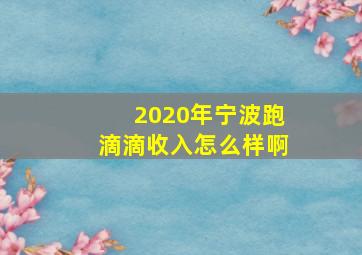 2020年宁波跑滴滴收入怎么样啊