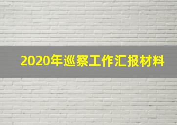 2020年巡察工作汇报材料