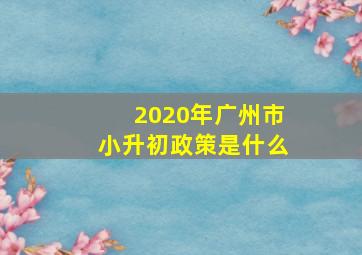 2020年广州市小升初政策是什么