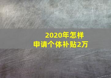 2020年怎样申请个体补贴2万