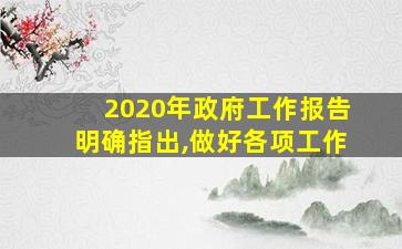 2020年政府工作报告明确指出,做好各项工作