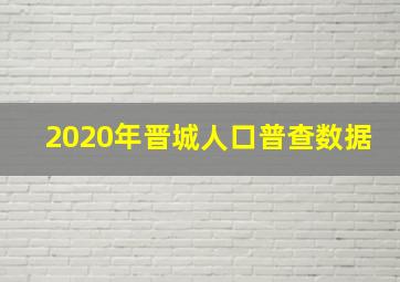 2020年晋城人口普查数据