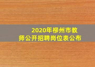 2020年柳州市教师公开招聘岗位表公布