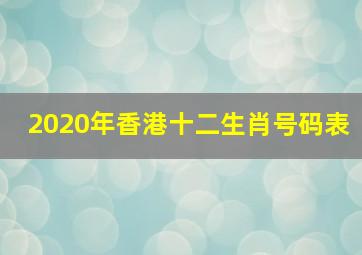 2020年香港十二生肖号码表