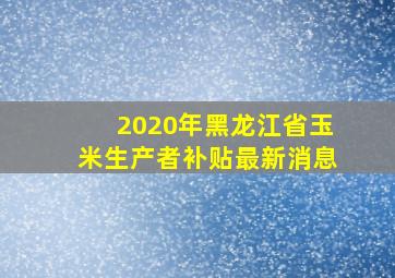 2020年黑龙江省玉米生产者补贴最新消息