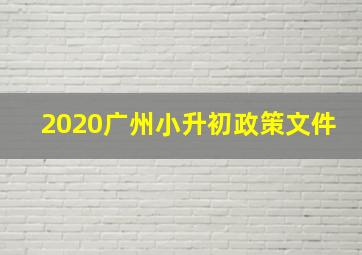 2020广州小升初政策文件