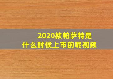 2020款帕萨特是什么时候上市的呢视频