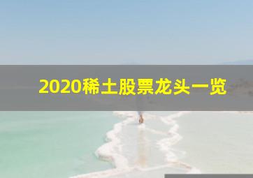 2020稀土股票龙头一览