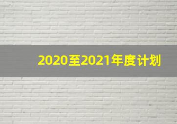 2020至2021年度计划