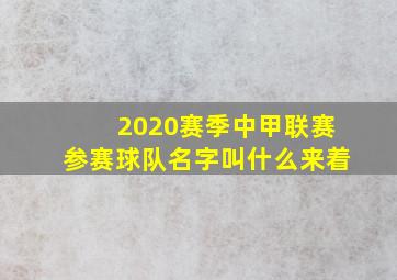 2020赛季中甲联赛参赛球队名字叫什么来着