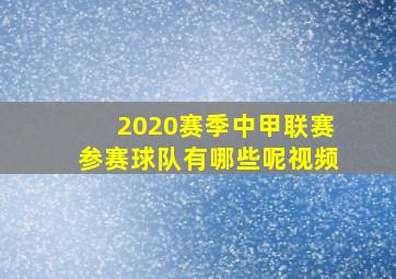 2020赛季中甲联赛参赛球队有哪些呢视频