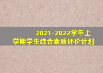 2021-2022学年上学期学生综合素质评价计划