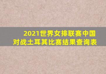 2021世界女排联赛中国对战土耳其比赛结果查询表