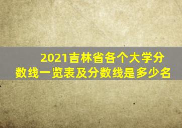 2021吉林省各个大学分数线一览表及分数线是多少名