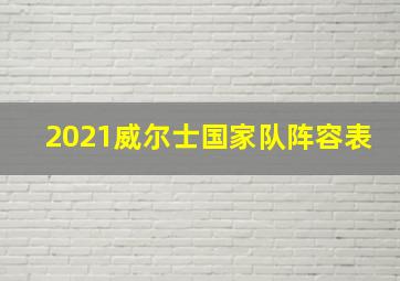 2021威尔士国家队阵容表