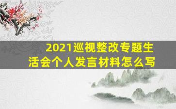 2021巡视整改专题生活会个人发言材料怎么写