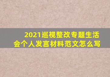 2021巡视整改专题生活会个人发言材料范文怎么写