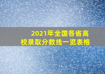 2021年全国各省高校录取分数线一览表格