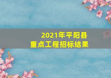 2021年平阳县重点工程招标结果