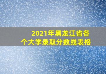 2021年黑龙江省各个大学录取分数线表格