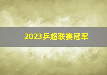 2023乒超联赛冠军