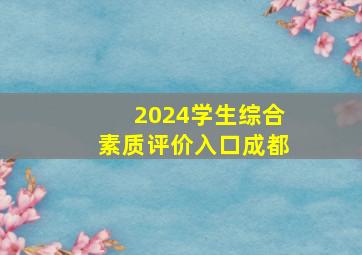 2024学生综合素质评价入口成都