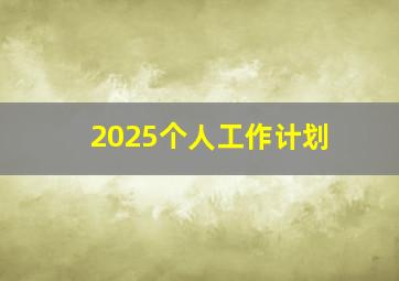 2025个人工作计划