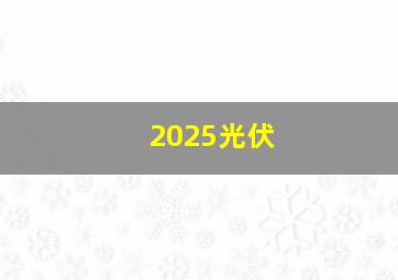 2025光伏