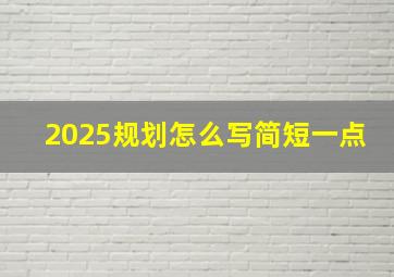 2025规划怎么写简短一点