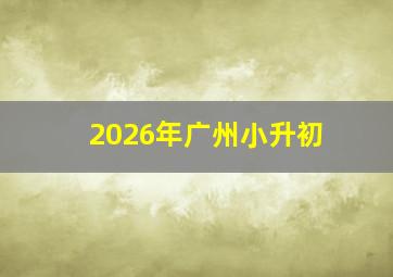 2026年广州小升初