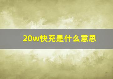 20w快充是什么意思