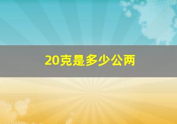 20克是多少公两