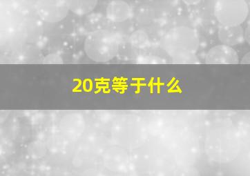 20克等于什么