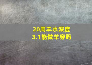 20周羊水深度3.1能做羊穿吗